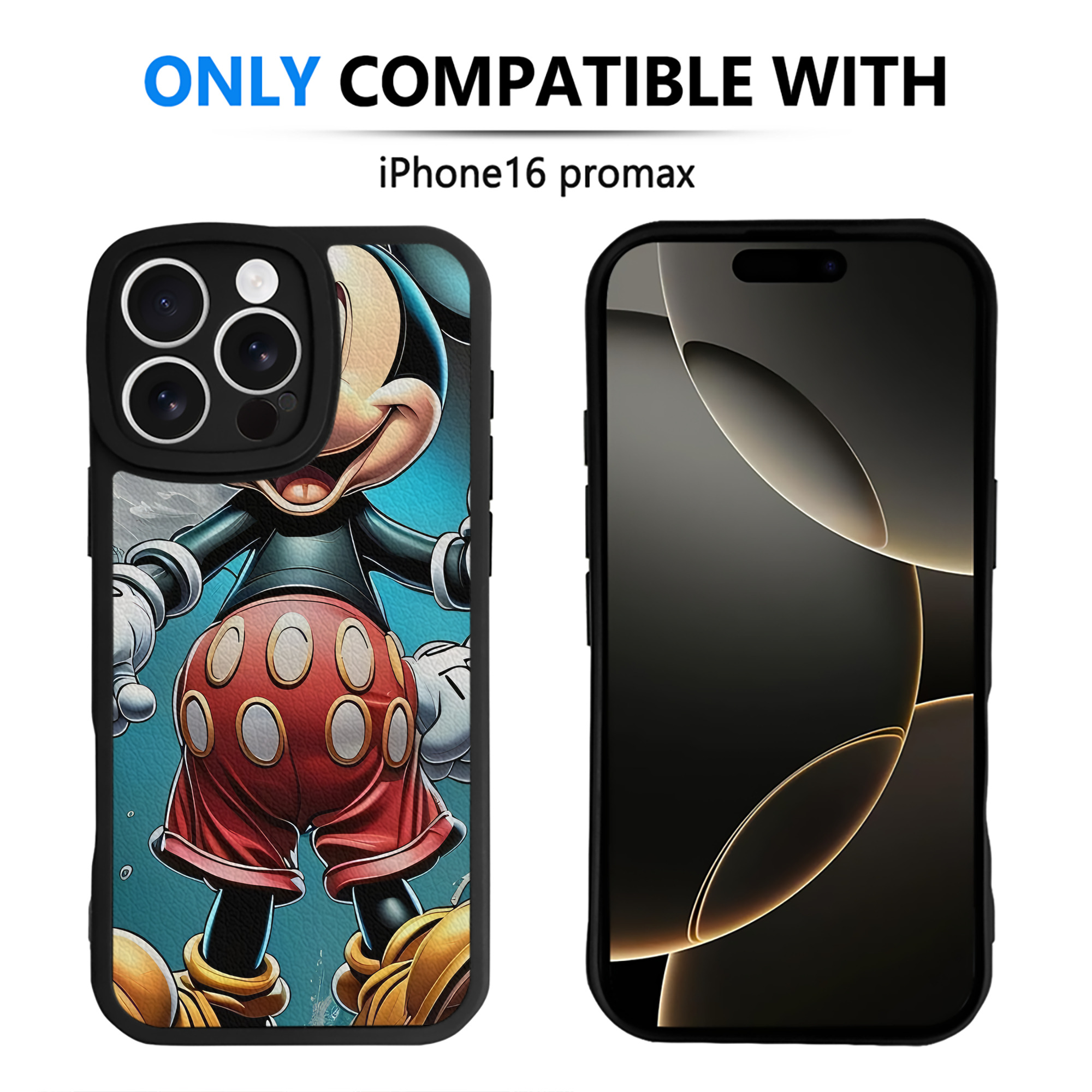 （画像用） ミッキーマウス Mickey Mouse 【iPhone 16シリーズ対応】シリコンスマホケース（レザー調） 材質：シリコン